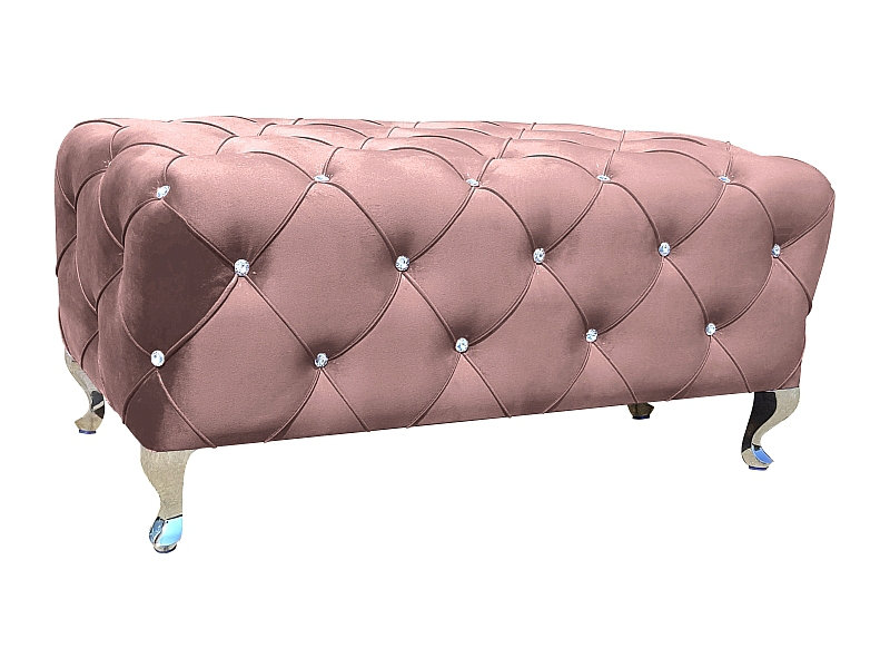Texola 50cm Wide Tufted No Pattern Pouffe Ottoman, Pink Velvet