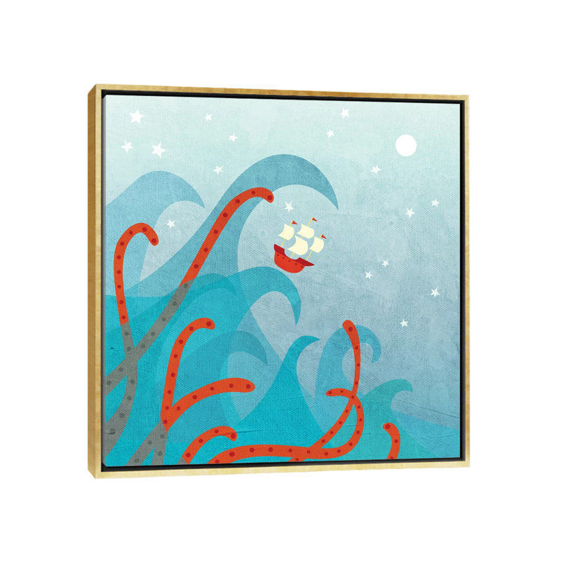 «A Bad Day for Sailors» par Nic Squirrell - impression d'art graphique, H 26 po x l 26 po x P 1,5 po, Toile encadrée d'or
