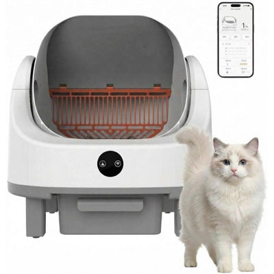 Automatic Self-Cleaning Litter Box with App Control, Open-Top Electric Cat Litter Box, 9L Sealed Waste Bin, Smart Monitoring, Quiet Operation for Multi-Cat Homes