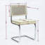 Ensemble de 2 chaises de salle à manger de style Mid-Century moderne, accent de lin avec dossier en canne naturelle et base en acier inoxydable chromé, conception inspirée Breuer