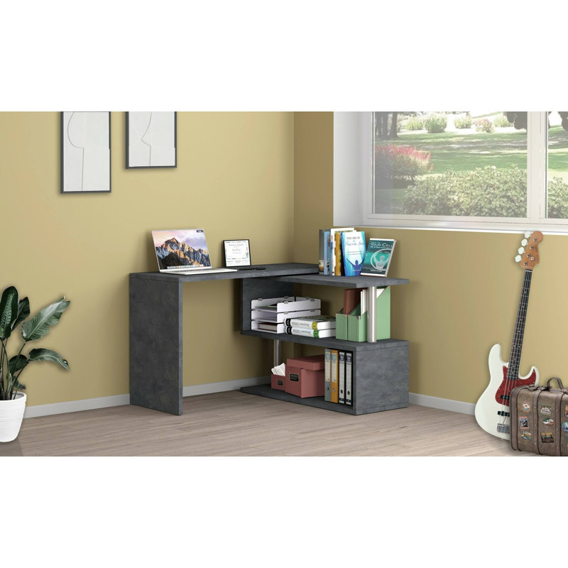 Casmer L-Shaped Writing Desk, Anthracite