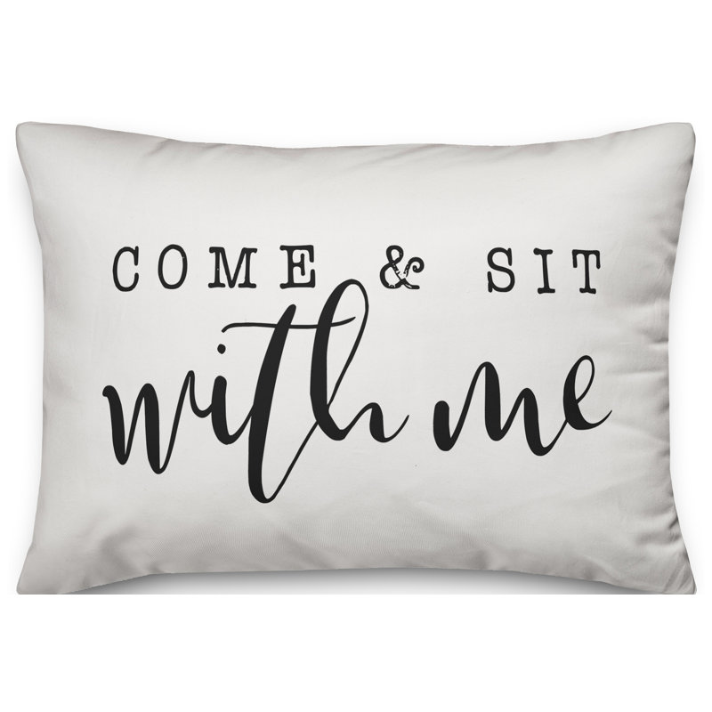 Textual Outdoor Throw Pillow, Off White/Black