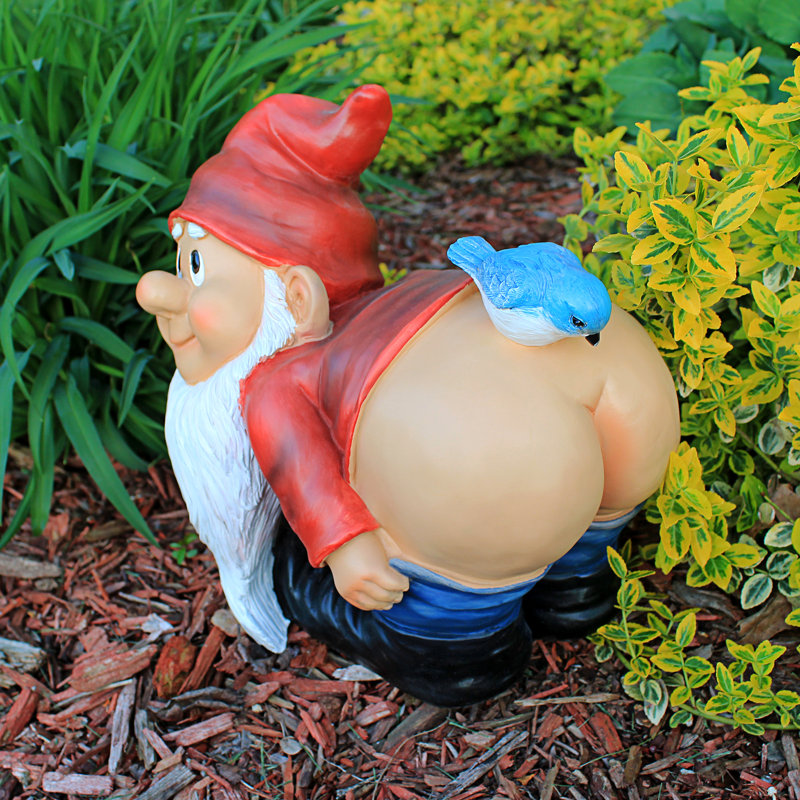 Loonie Moonie Bare Buttocks Garden Gnome Statue, 30.48cm H x 30.48cm W x 22.86cm D