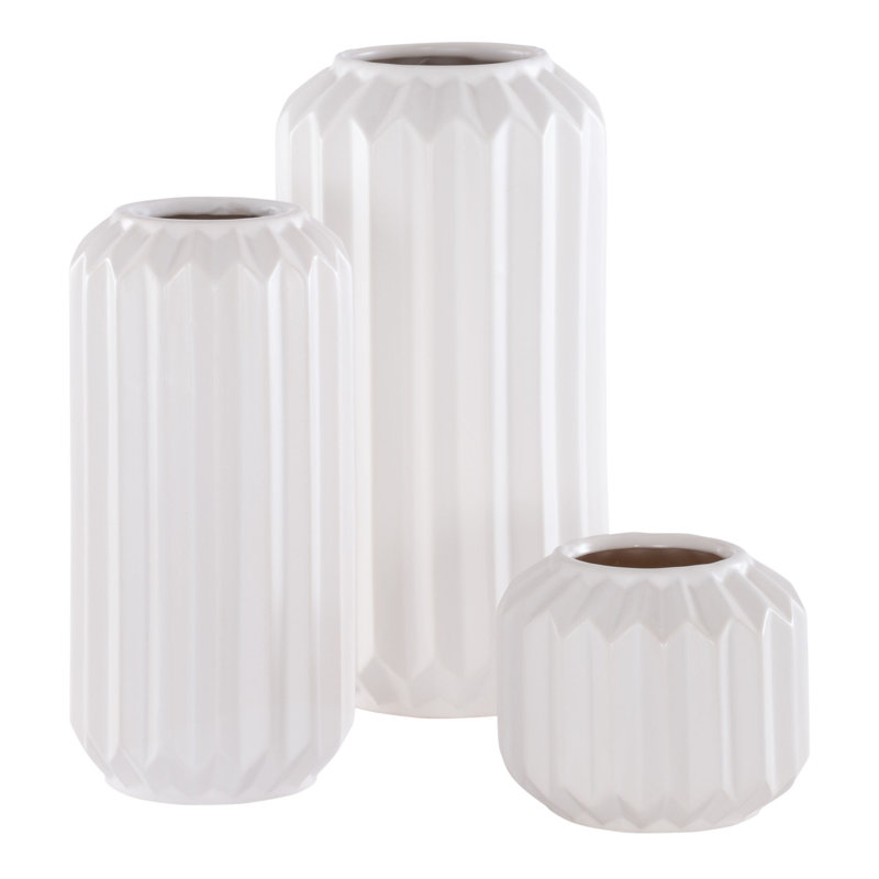 Ensemble de 3 vases de table en céramique Dequavion, Blanc