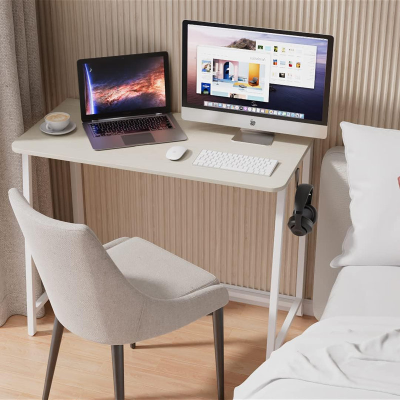 Small Foldable Desk 31.5" for Small Spaces, Space Saving Computer Table Writing Workstation
