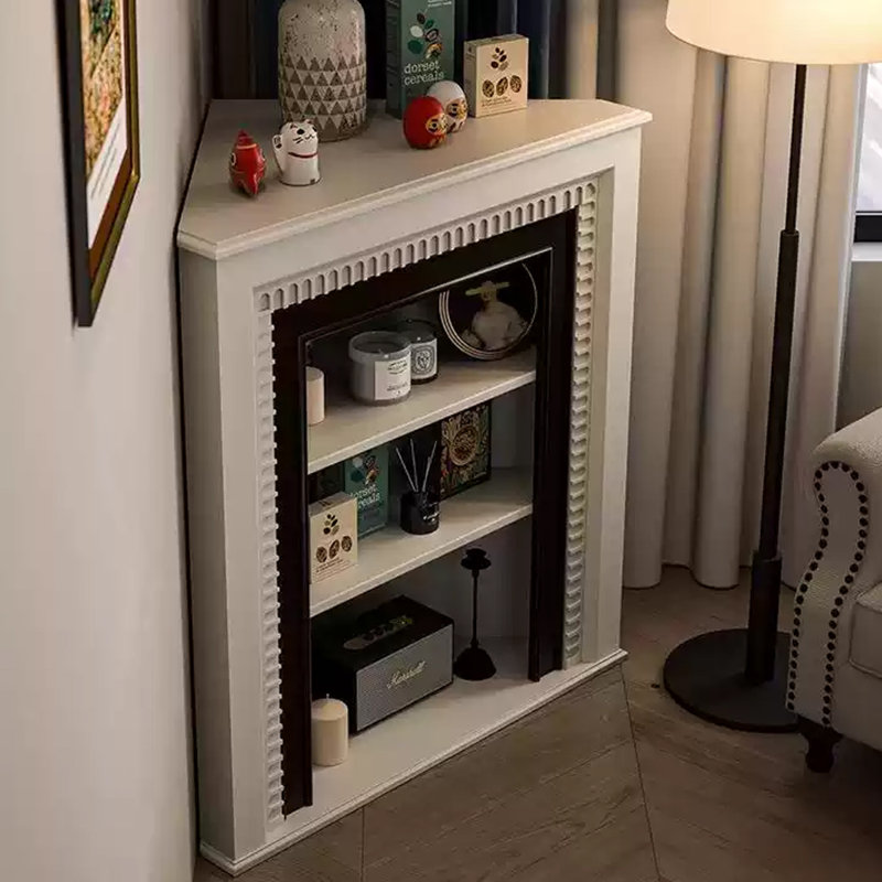 Foyer autoportant en bois massif beige, Beige