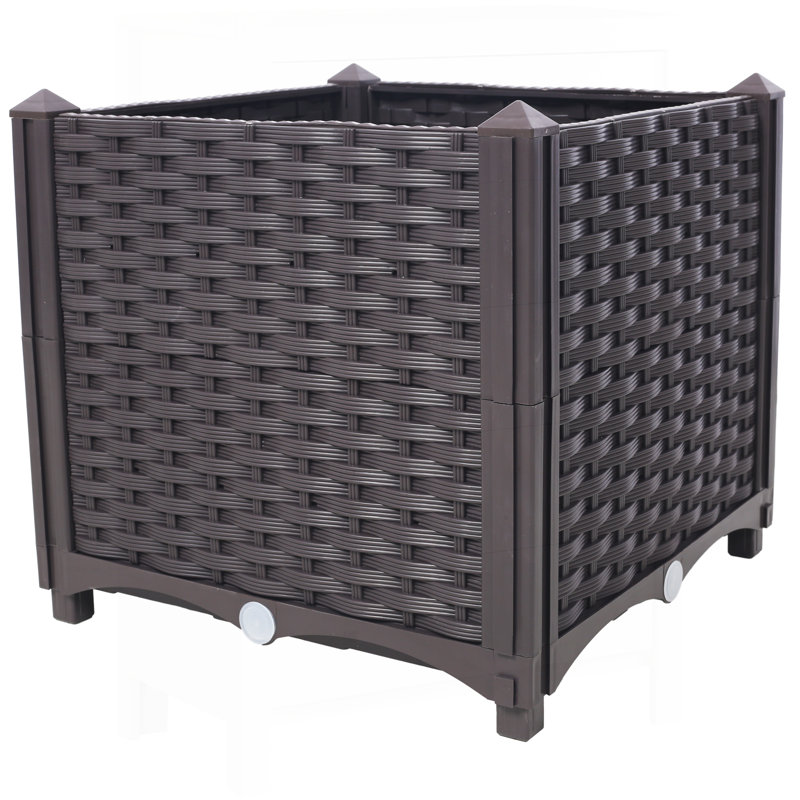 Deep Raised Garden Bed Plastic Planter Boxes for Vegetables, Flowers, Herbs, and Succulents, Self-Watering Design, 15.7\