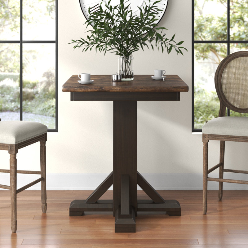 Athey Rubberwood Square Solid Wood Top with Solid Wood Base Dining Table, Bar Height (42” Height)