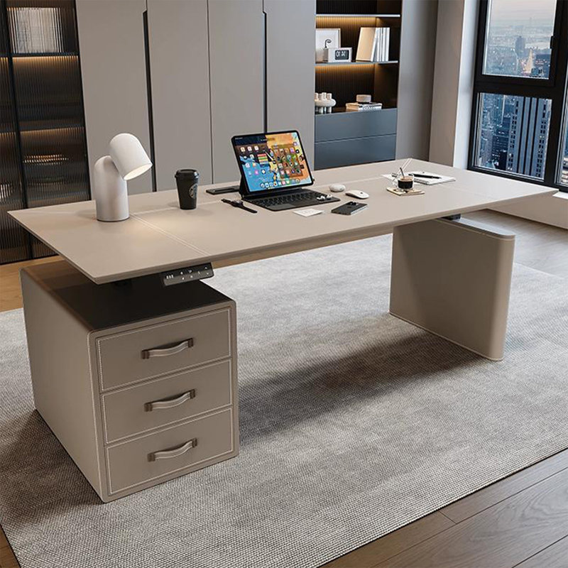 Bureau électrique à hauteur réglable avec armoire, H 25,59 po x l 78,74 po x P 31,5 po