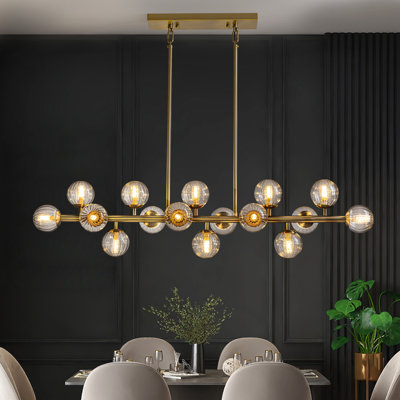 Faustena 16-Light Dimmable Bubble Glass Golden Sputnik Modern Linear Chandelier