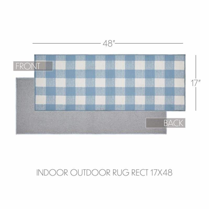  Annie Buffalo Check Gingham Machine Woven Flatweave Polyester Indoor / Outdoor Area Rug in Blue/White, Runner 1'5" x 4'