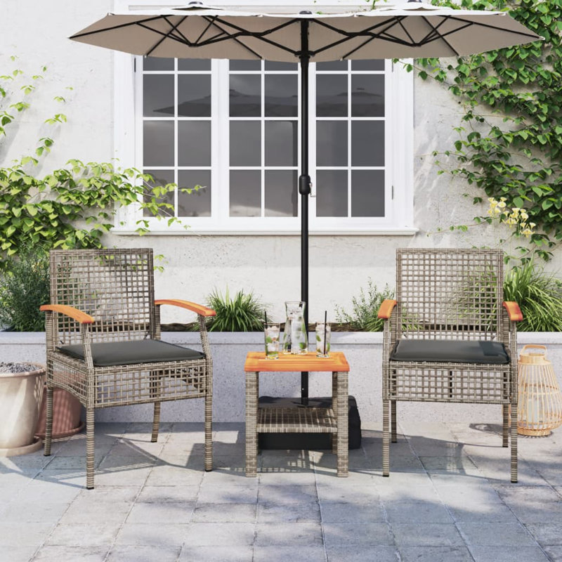Ensemble bistro avec coussins 3 pièces Dakota Fields,  Black, Grey 