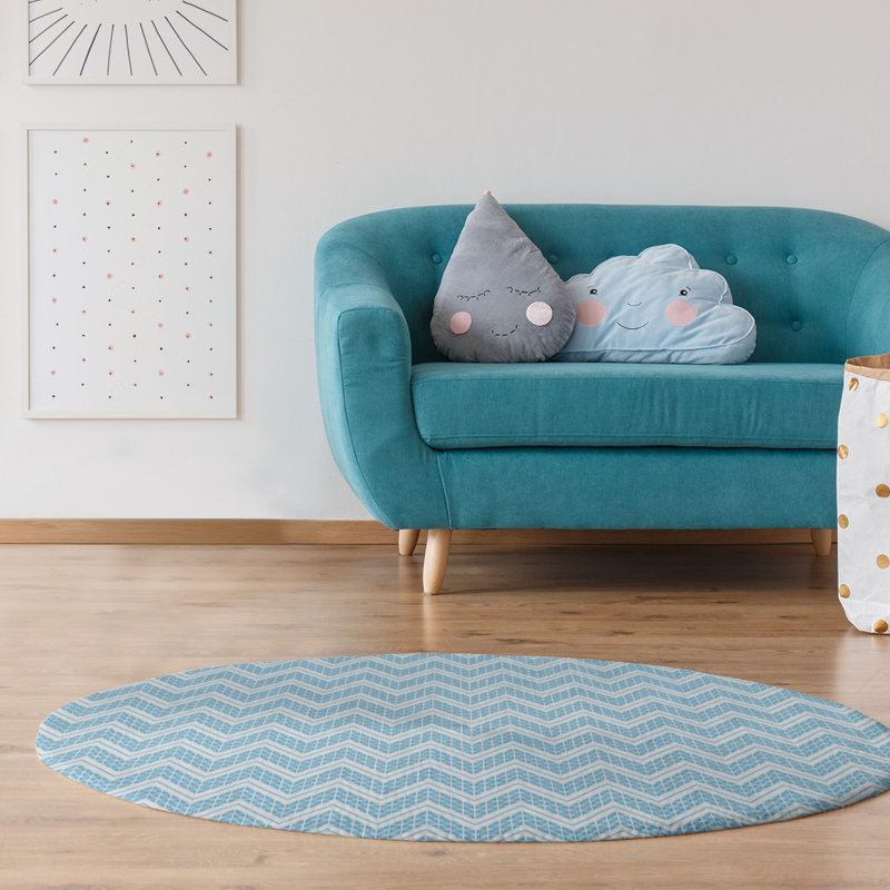 Chenille Chevron Indoor Rug, Round 5'