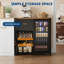 Armoire à café avec mini-réfrigérateur et tiroir, support à vin avec dessus brun chaud, organisateur de boissons pour la cuisine et le bureau, porte en acrylique noire-134588197