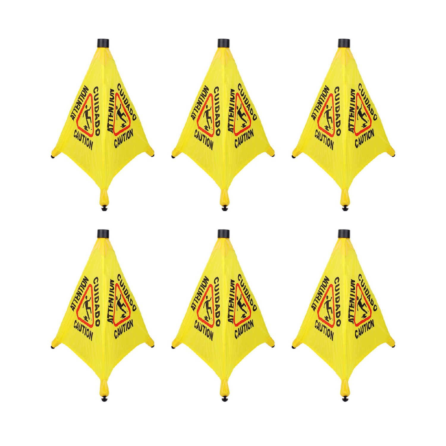 3 Pcs 20 Inch Pop Up Wet Floor Sign With Storage Tube, Wet Safety Signs Commercial Caution Safety Cone Pop Up Caution Sign For Commercial Stores