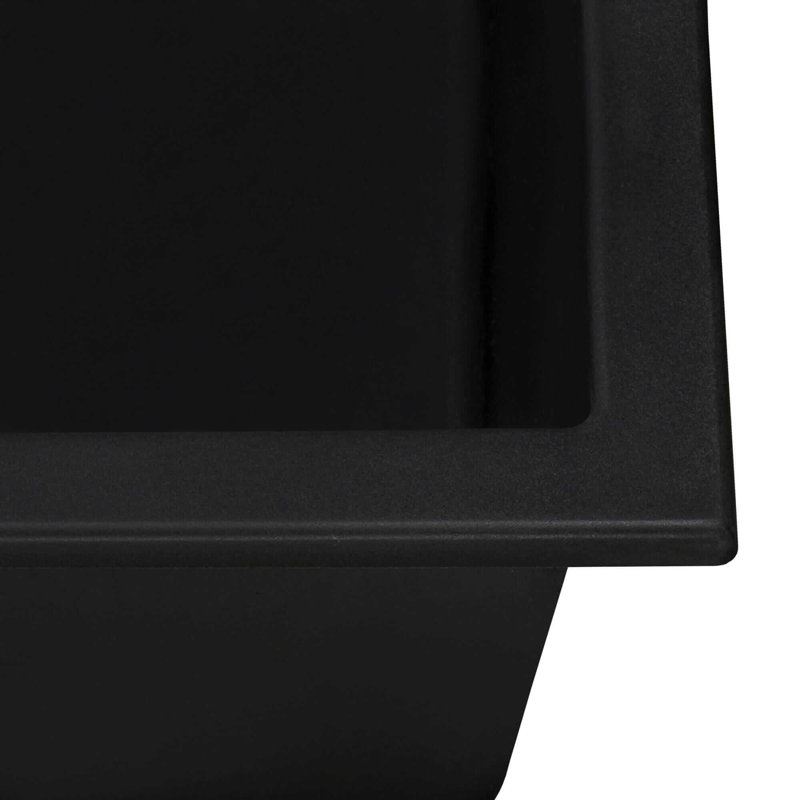 Ruvati 17 x 17 inch Granite Composite Quartz Undermount Single Bowl Wet Bar Prep Sink - Midnight Black -, Black