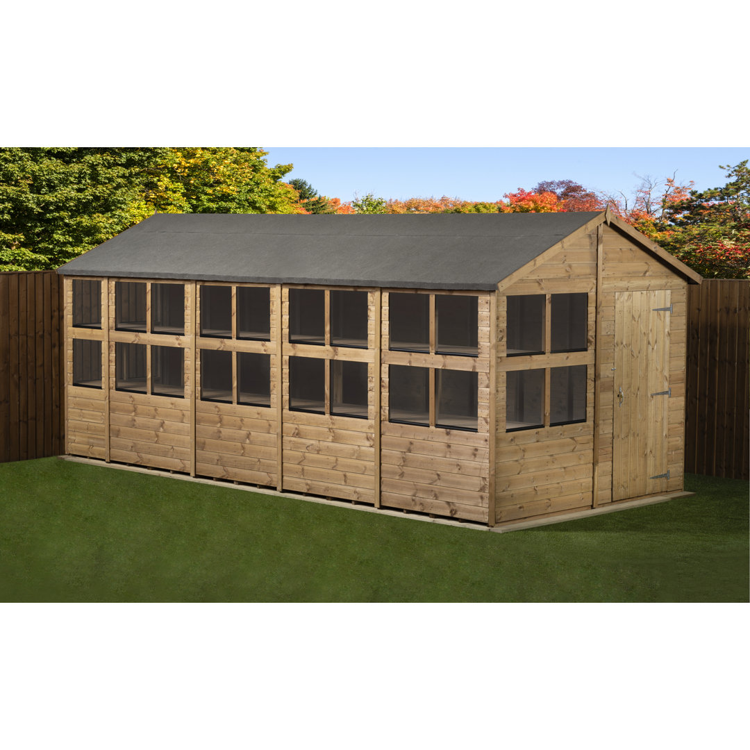 Empire Sheds 8x18ft Potting Apex Garden Shed - Tongue and Groove Timber - Brown - Image 3