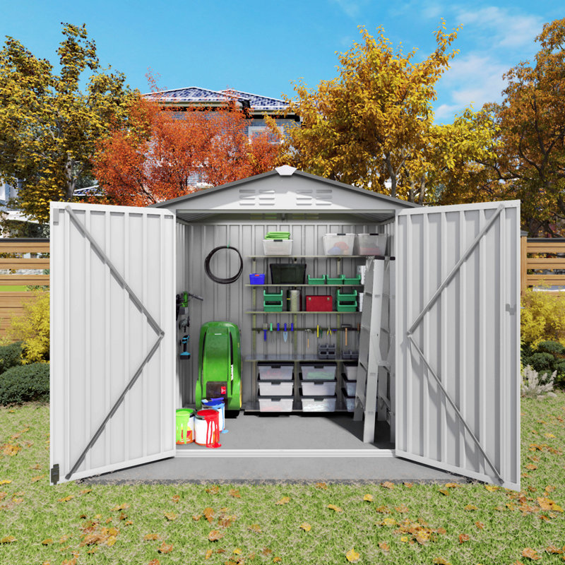 Metal Storage Shed,Tool Shed With Peaked Roof Waterproof With Clear Window And Lockable Door Compact Tool Shed For Garden, Backyard,Patio,Sundries And Bike Storage