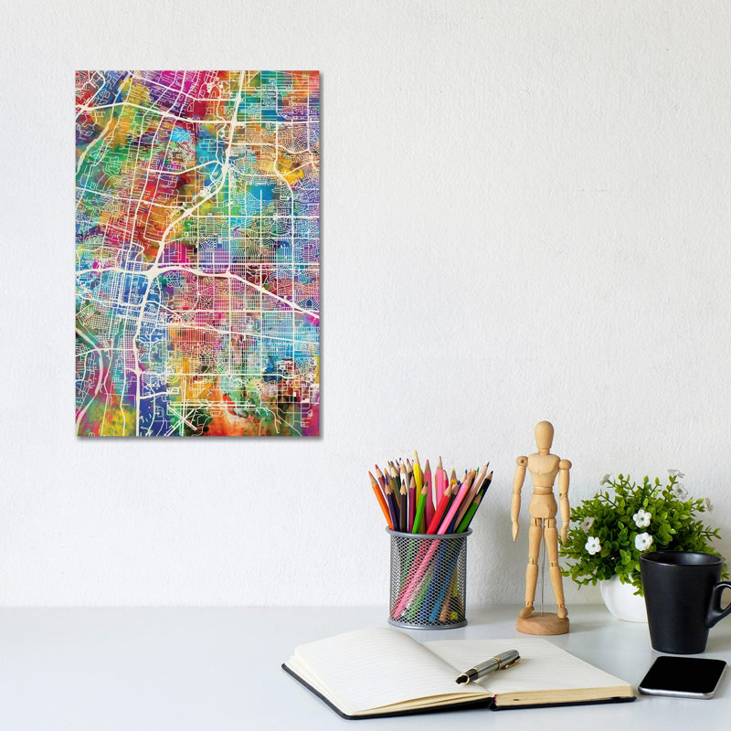 Albuquerque New Mexico City Street Map I by Michael Tompsett - Wrapped Canvas Gallery-Wrapped Canvas Giclée