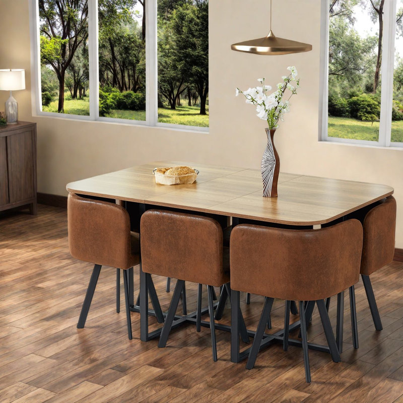 Ensembles de table de salle à manger compacts avec chaises en polyuréthane et métal