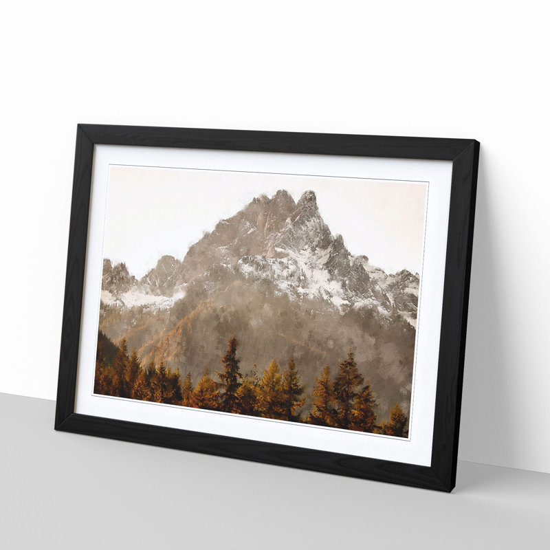 Brown Mountain Painting Framed Print, 24cm H x 33cm W x 2cm D, Black