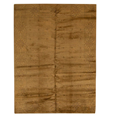Tapis beige rectangulaire en laine noué à la main 6 pi x 8 pi