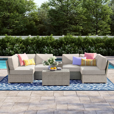 Widener Fully Assembled 4 - Person Seating Group with Cushions |Pre-built outdoor sofa