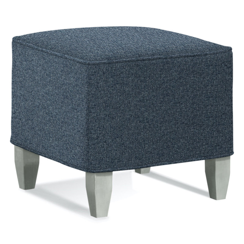 Brooklyn Upholstered Ottoman, Nickel , Basic Blue 100% Polyester