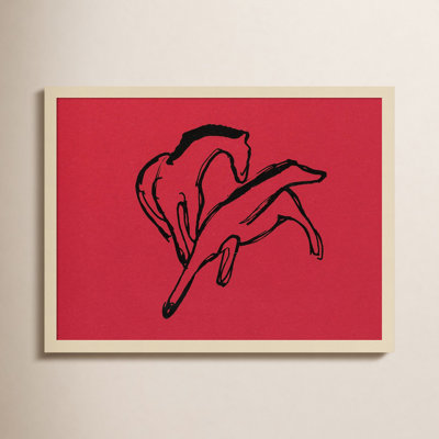 Two Horses by Wood Framed Wall Art Print