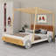 Lit voiture avec coussin, toile de plafond