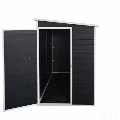 Remise de jardin extérieure en résine 8 pi x 4 pi avec plancher et 2 fenêtres, remise extérieure en plastique pour patio avec porte verrouillable