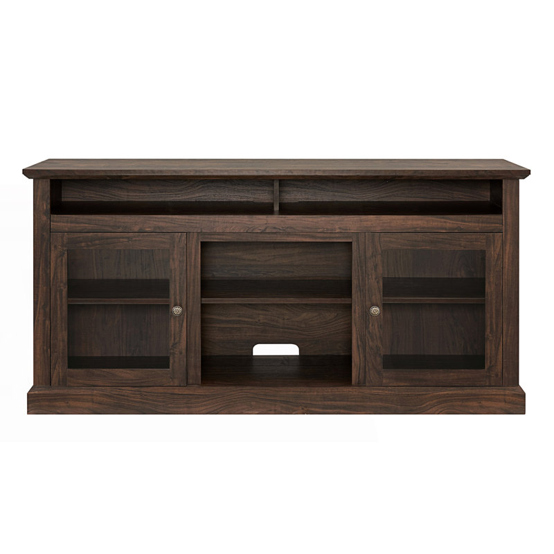 Meuble télé 65 po, brun, l 60 po x P 16,07 po, H 29 po, console alternative pour écran, rangement fermé et ouvert, Brun