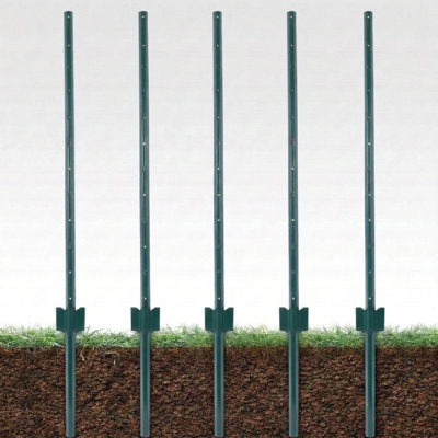 Poteaux de clôture de 5 pieds (paquet de 5), poteaux en U robustes en acier avec rainure en U, conçus pour contenir des clôtures en fil de jardin, servant d'ancres de coin et diverses autres applications