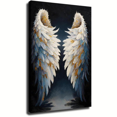 Gilded Angel Wings Canvas Wall Art Framed Ready to Hang Living Room Bedroom Home Decor