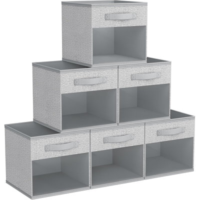 6 Pack Collapsible Storage Cubes With Clear View Window, Fabric Storage Bins For Shelves And Closets, Organizer Baskets For Toys, Books, And Clothes