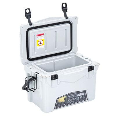 20 Quart Rotomolded Hard Cooler - 5-Day Ice Retention - Portable Insulated Ice Chest with Heavy Duty Handle & Cool Riser Technology for Camping, Beach, Picnic, BBQ, Fishing - White