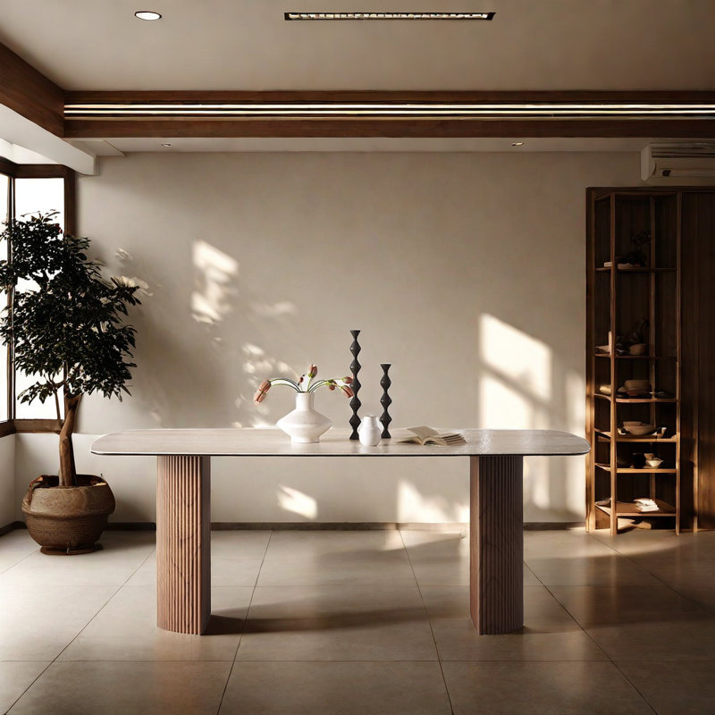 Shaney Solid Wood Base Dining Table