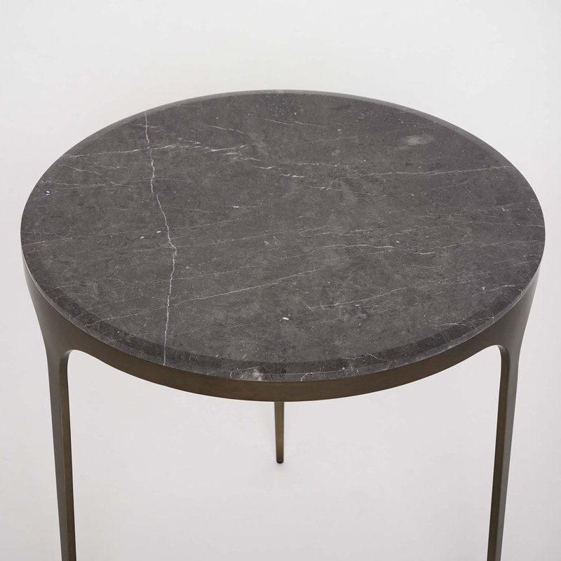 Camilla Marble End Table, Matte Black, Terra Brown, 22" H x 20" W x 20" D