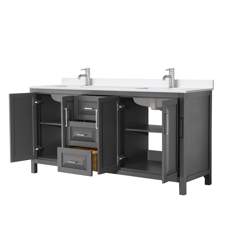 Daria 72'' W Vanity, Polished Chrome, Gray, Giotto Quartz