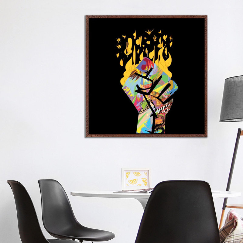 BLM by Technodrome1 - Print on Canvas, 93.98 cm H x 93.98 cm W, Classic Brown Wood Framed