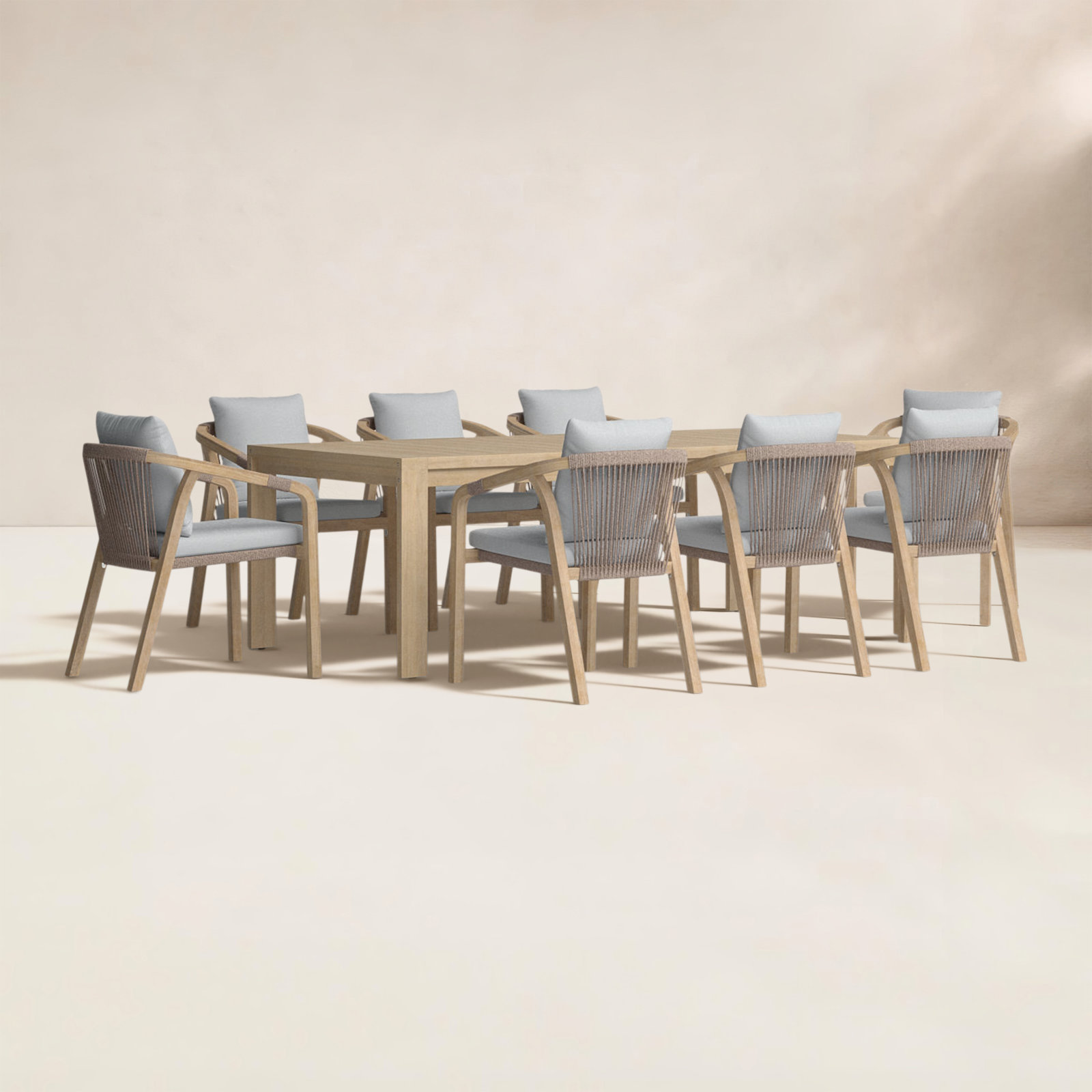 Joly 87" Acacia Patio Dining Set, Brown