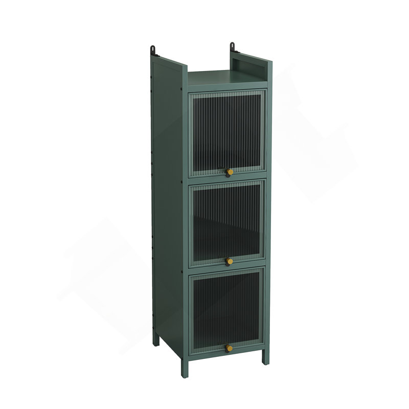 Armoire avec rangement à quatre niveaux, 60.62" H x 13.78" W x 14.17" D, Vert foncé