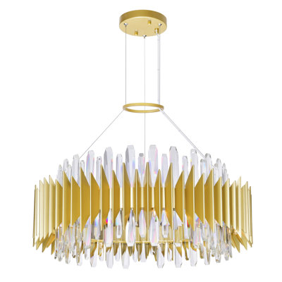 28'' 18-Light Chandelier with Satin Gold Finish For Living Room, Dining Room, Foyer – G9 LED Compatible, Bulbs Not Included – Modern Skyline-Inspired Silhouette