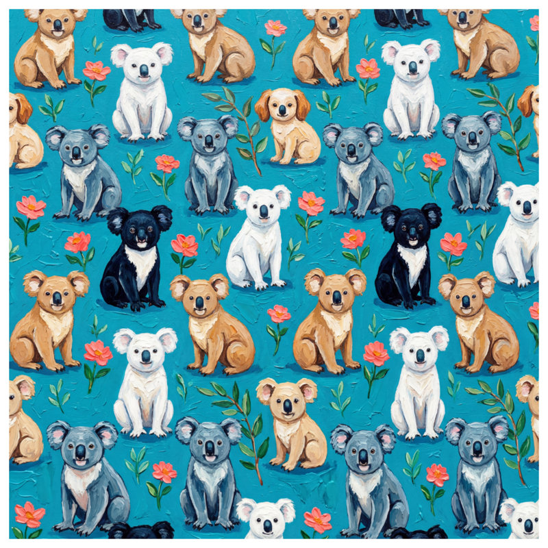 Rideaux de douche Koalas And Flowers, 70in W x 84in H