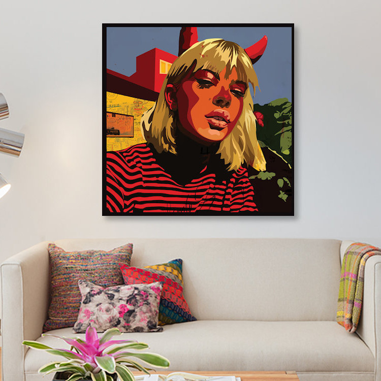 « devil blonde fille », reproduction d’impression sur toile, H 12 po x l 12 po x P 1,5 po, Toile tendue, Pas de tapis