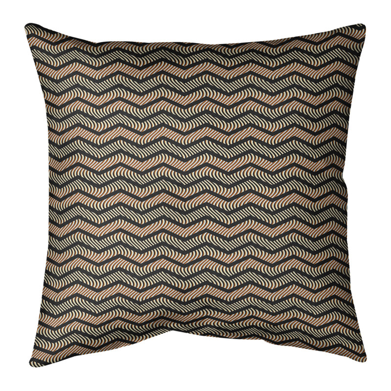 Coussin Rhonda, Duvet synthétique, H 16 po x l 16 po, Noir / Orange