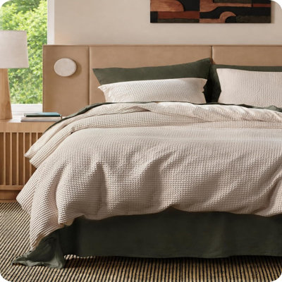 Housse de couette à carreaux gaufrée 100% coton