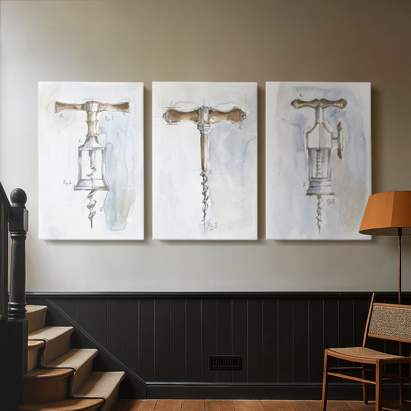 Corkscrew Variety II  -Custom Wrapped Gallery Canvas - 3 Pieces, 48" H x 96" W