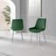 Seline Modern Round Dining Table Set in Glass and Chrome with 4 Luxury Velvet Leather Chairs-638508398