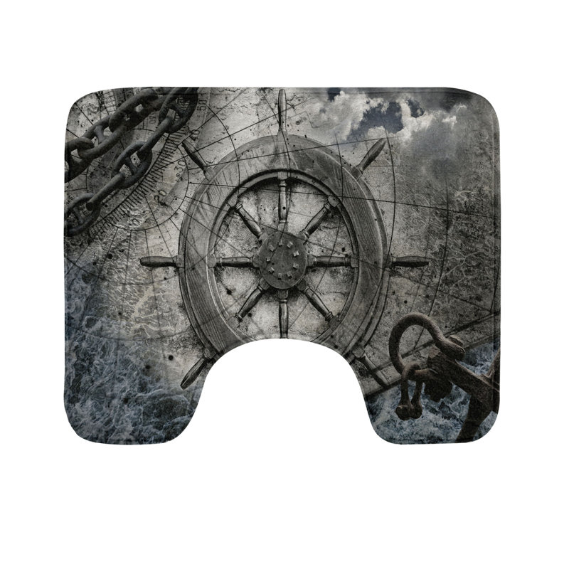 Tapis de salle de bain vintage en U gris anthracite 20 po